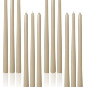 Viyffo Taper Candles, 12 Inch, 12 Pack, Nougat Brown – Unscented, Dripless & Smokeless Design, Up to 8 Hour Burn – Long Tall Taper Candlesticks for Wedding, Dinner & Home Decor