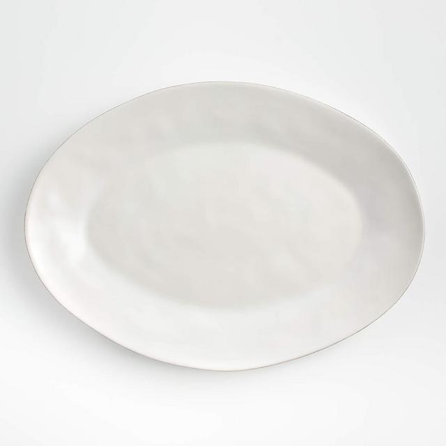 Marin White Large Oval Serving Platter 20 in