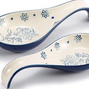 Spoon Rest Spoon Holder for Stove Top Ceramic Spoon Holder Porcelain Spoon Rest for Kitchen Counter