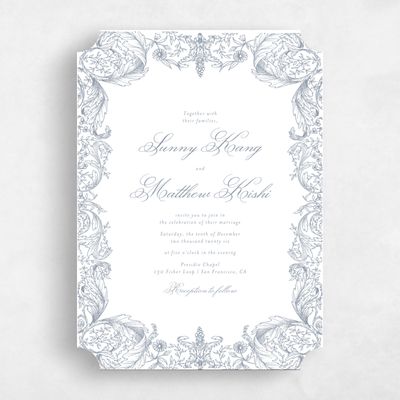 White Ticket Wedding Invitation - Lezzeno Portrait