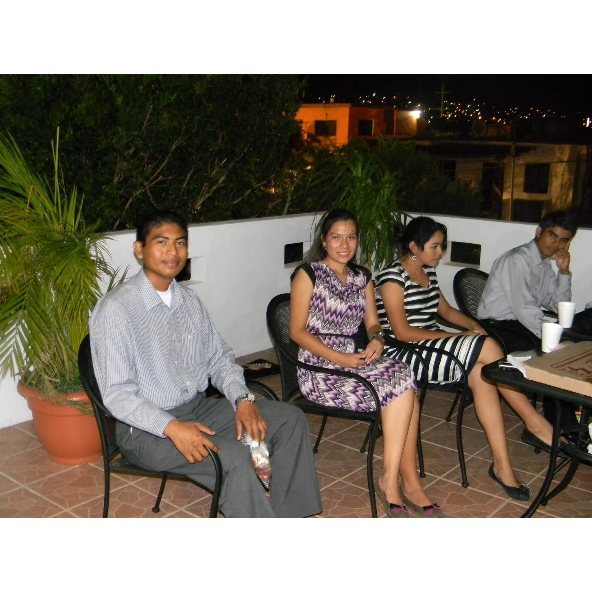 Sometime early 2012, we had just met a couple of weeks before.
I don't think we even talked that evening but someone snapped a picture of us that will last forever! <3