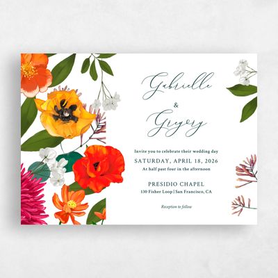 Red Wedding Invitation - Blossom Landscape