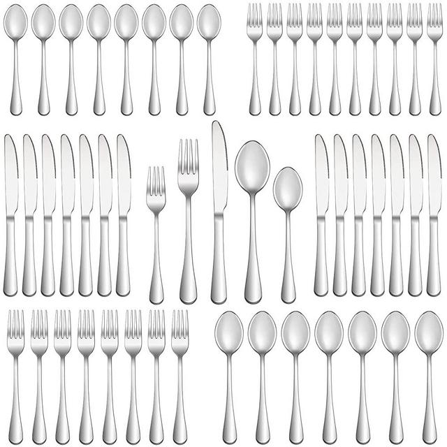 50 Piece Silverware Set Service for 10,Premium Stainless Steel Flatware Set,Mirror Polished Cutlery Utensil Set,Durable Home Kitchen Eating Tableware Set,Include Fork Knife Spoon Set,Dishwasher Safe