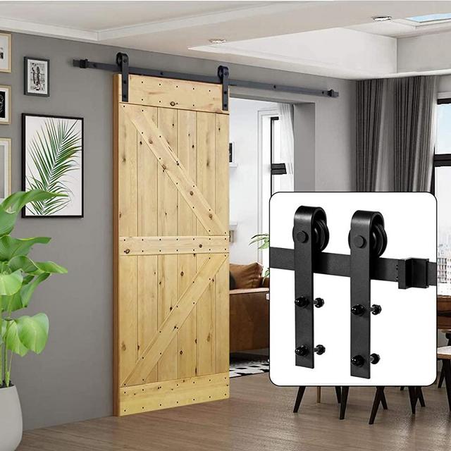 U-MAX 6.6 FT Sliding Barn Wood Door Basic Sliding Track Hardware Kit (Basic"J")