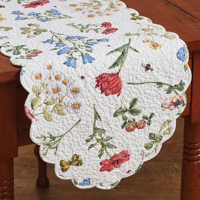 Park Designs Wildflower Scalloped Table Runner - 54"L