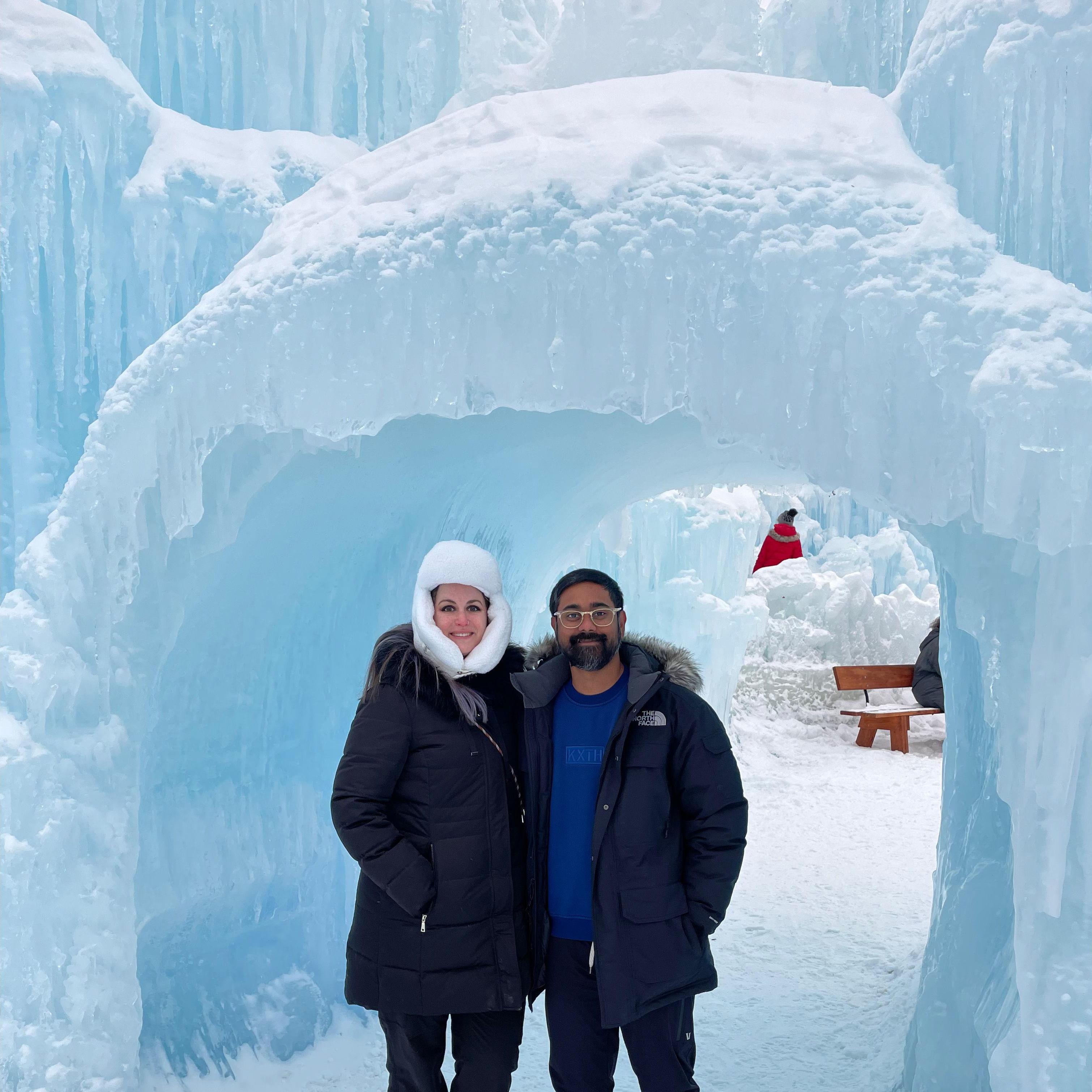 Exploring the Ice Castles in New Hampshire for Ellis' birthday