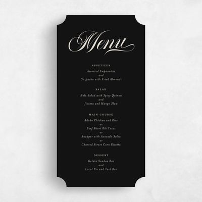 Black Ticket Wedding Menu - Marquis