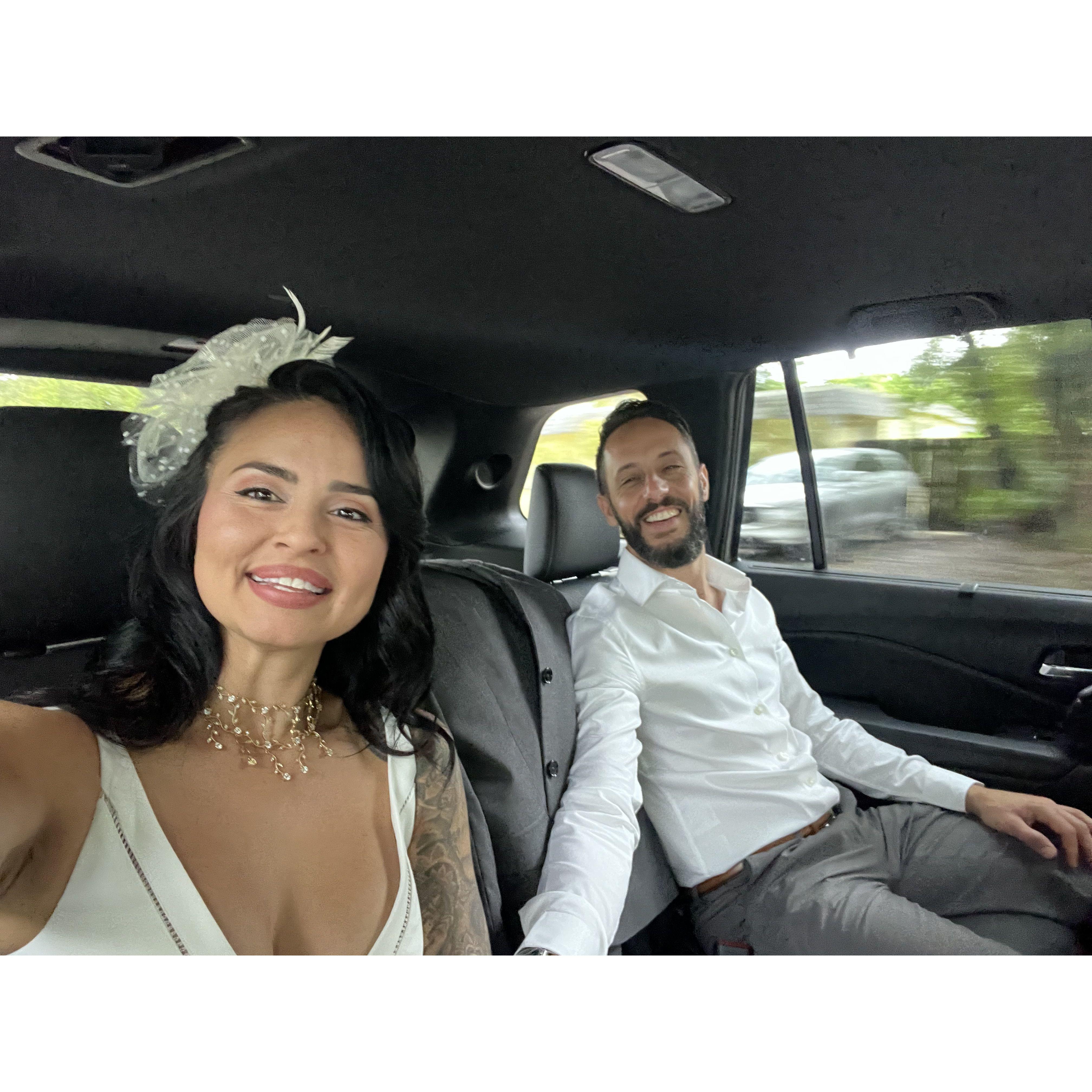On our way to the courthouse to make our union official. I was nervous enough to vomit.
