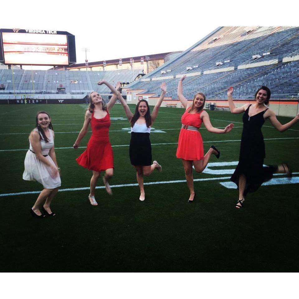 Olivia's college roommates in Lane Stadium - 2017