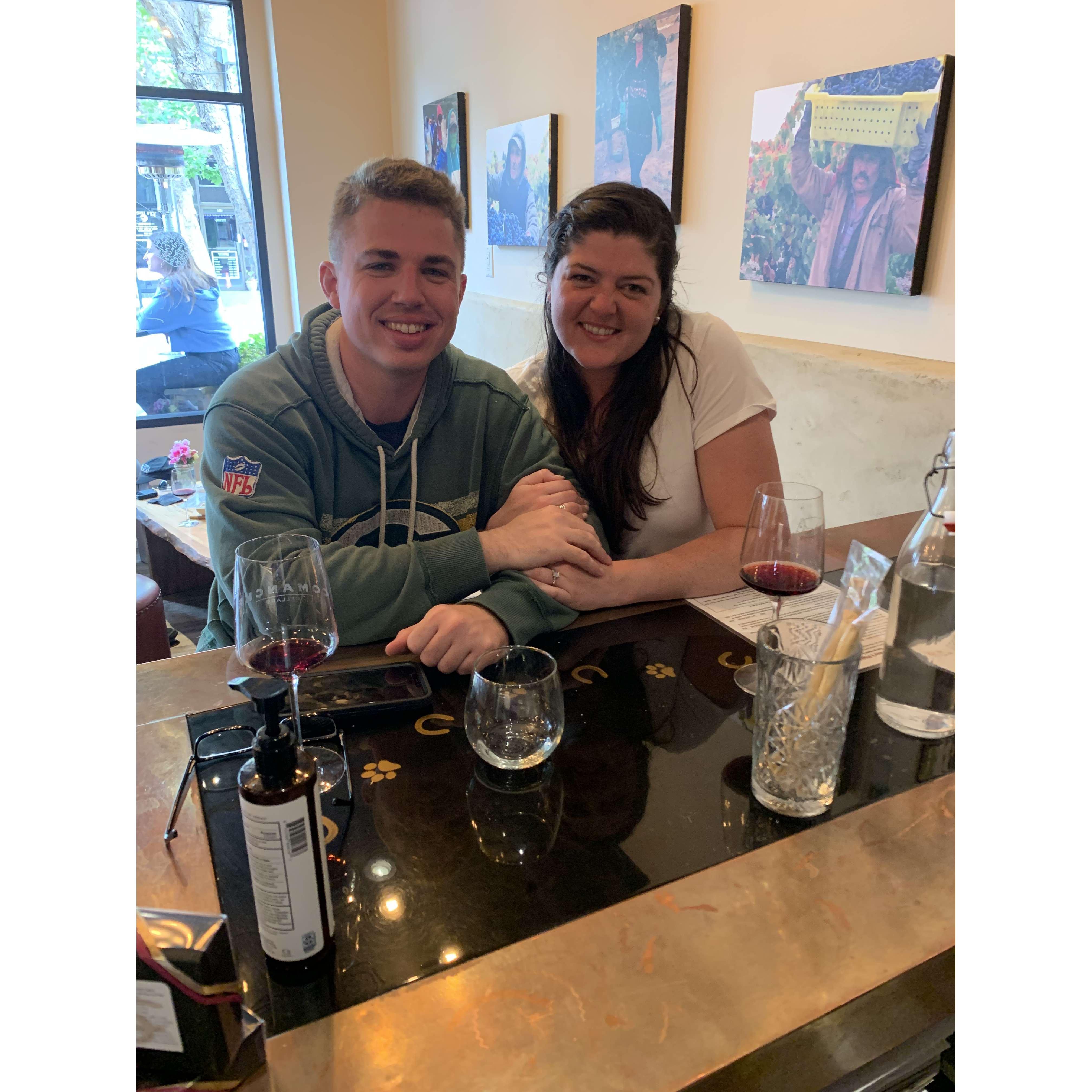 One of the firsts places we went together before dating was Comanche, another tasting room in Monterey. We had fun visiting again to continue celebrating our engagement!