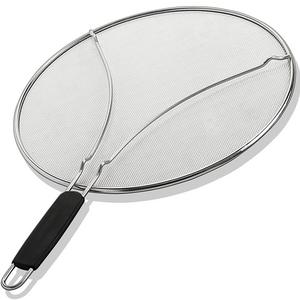 Grease Splatter Screen for Frying Pan 13" - Stops 99% of Hot Oil Splash - Protects Skin from Burns - Splatter Guard for Cooking - Iron Skillet Lid Keeps Kitchen Clean - Stainless Steel