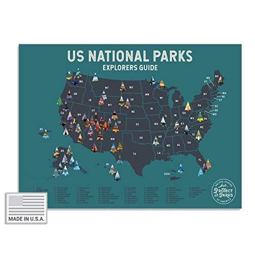 USA National Park Scratch Off Map (24” x 17”) - Interactive Educational Travel Scratch-Off Poster Reveals Images of All 61 US National Parks - Great Gift for Men and Adventurers