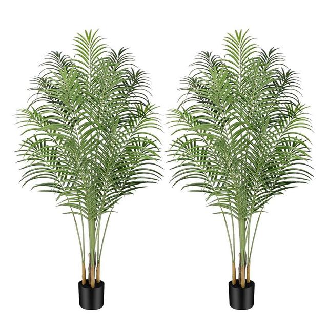 Keeplush Artificial Palm Tree 5.5ft Tall Fake Palm Tree Indoor Decor with 15 Trunks and Real Bark Design Faux Tropical Areca Palm Silk Floor Plant