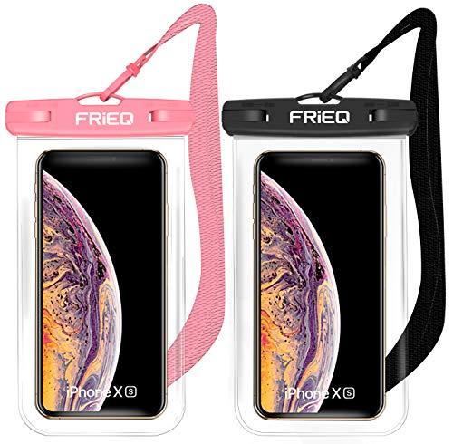 FRiEQ Waterproof Case 2 Pack for iPhone 11 / iPhone 11 Pro Max Xs Max XR XS X 8 7 6S Plus, Samsung Galaxy S10 S10e S9 S8 +/Note 9 8, Pixel 3 2 XL HTC LG Sony Moto up to 6.8" (Black and Pink)