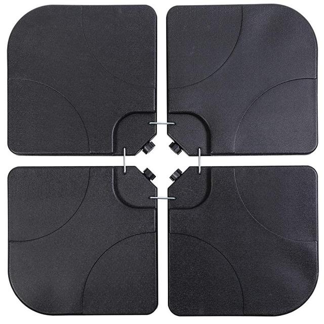 Sunnyglade 4PCS 176LB Square Shaped Water Or Sand Filled Umbrella Base Cantilever Offset Patio Market Umbrella Base Stand with U Locking (Black)