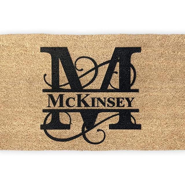 Personalized Split Monogram 18" x 30" Custom Doormat Door Mat For Front Door