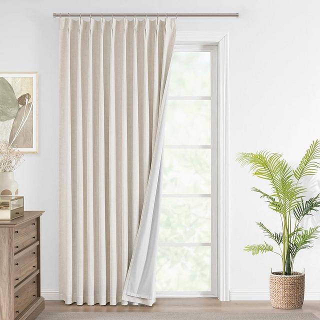 Vision Home Natural Pinch Pleated Full Blackout Curtains Linen Blended Room Darkening Window Curtains 102 inch for Living Room Bedroom Thermal Insulated Pinch Pleat Drapes with Hooks 60" Wx102 Lx1