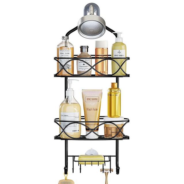 Hanging Shower Caddy Over Shower Head,GAOKASE Black Rust Proof Metal Large Bathroom Organizer for Shampoo, Conditioner, Body Wash, Soap, Razors, Shower Sponge, Loofahs and Bath Rack