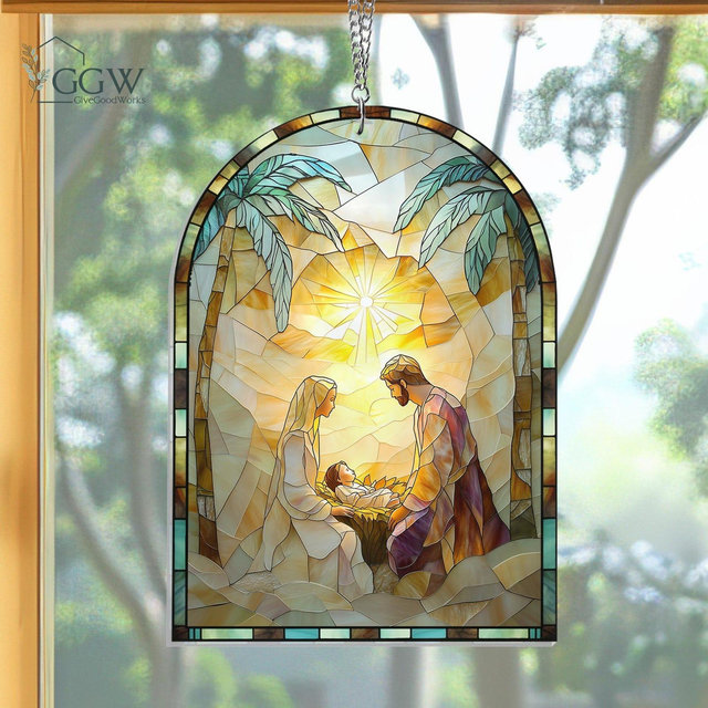 Nativity Suncatcher Hanging Sign, Nativity Jesus Christ Ornament, Religious Christmas Decorations, Religious Christian Gift, Christmas Gifts