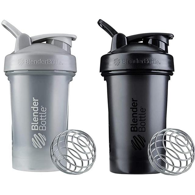 BlenderBottle Classic V2 Shaker Bottle Perfect for Protein Shakes and Pre Workout, 20-Ounce, Pebble Grey & Classic V2 Shaker Bottle Perfect for Protein Shakes and Pre Workout, 20-Ounce, Black