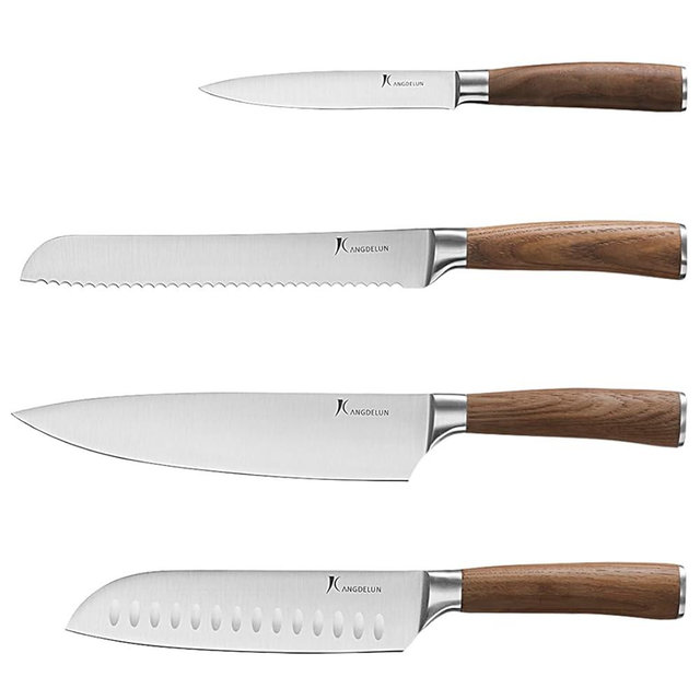 kangdelun Natura Series 4 PCS Chef Knife Set with Gift Box, Ultra Sharp Kitchen Knives with Natural Wooden Handles