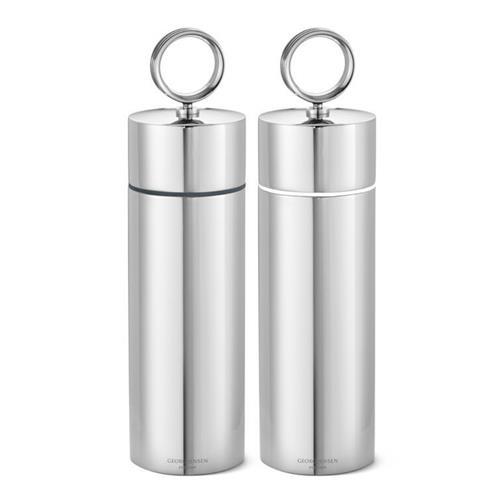 Georg Jensen Bernadotte Modern Classic Silver Stainless Steel Salt and Pepper Grinder Set