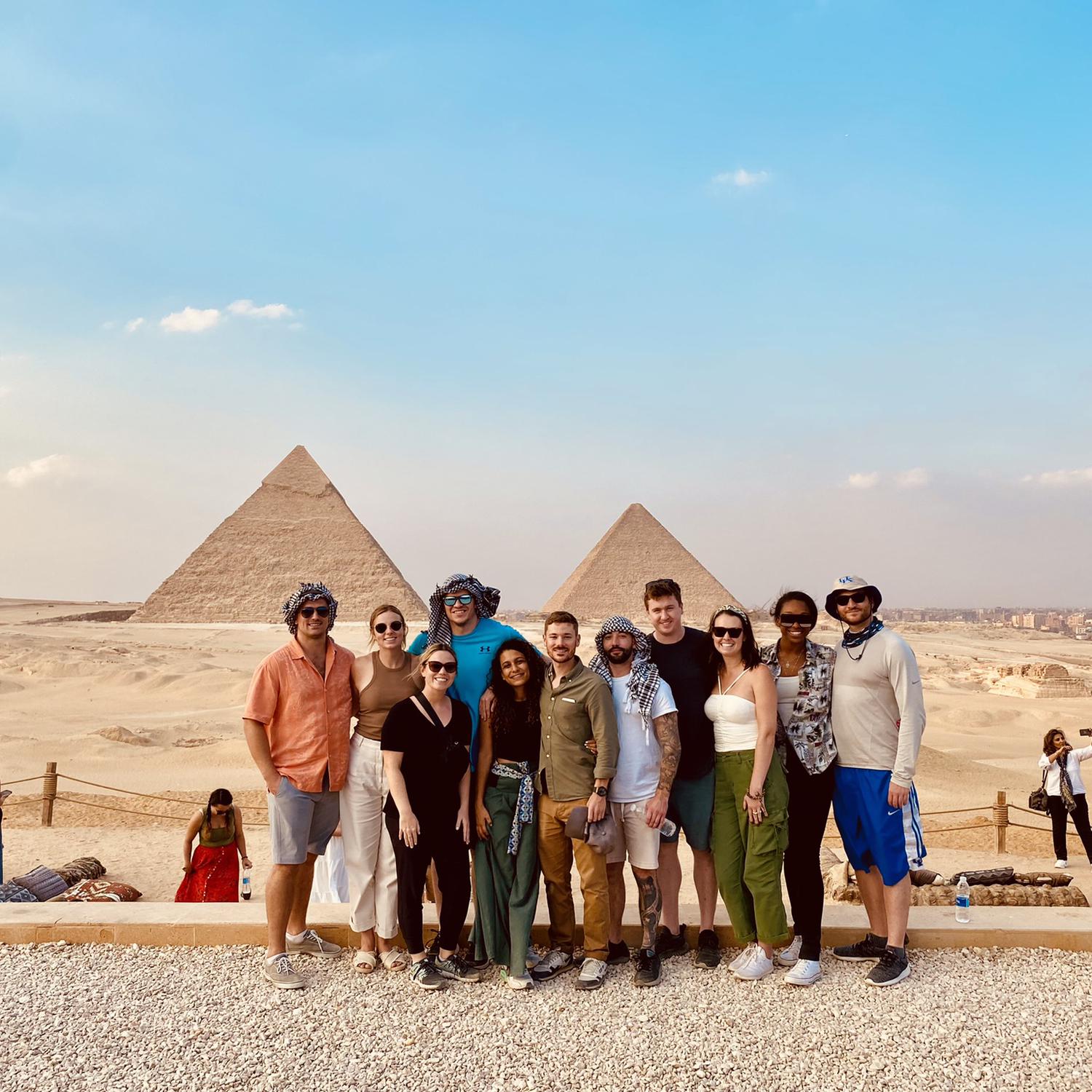 Exploring the ancient Egyptian pyramids with friends!