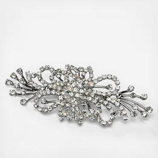 Flat Spray Silver Rhinestone Brooch