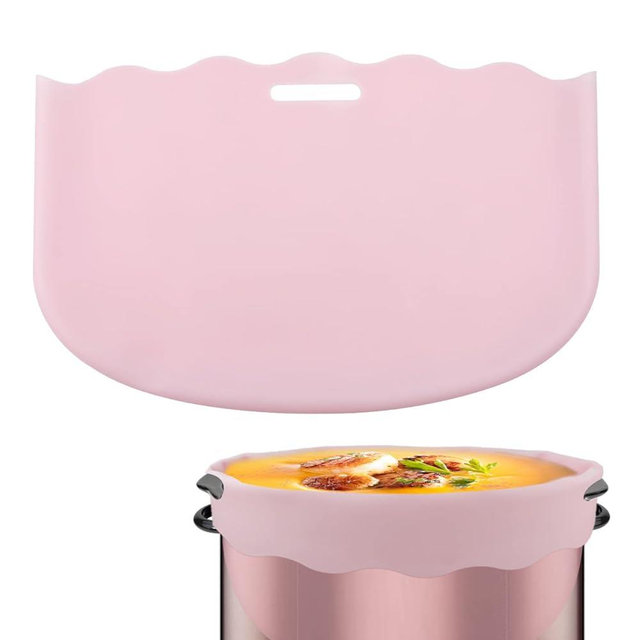 Silicone Slow Cooker Liner - 6-8 Quart Compatible with Crockpot, Reusable Heat Resistant Liner for Oval or Round Pots (Pink)