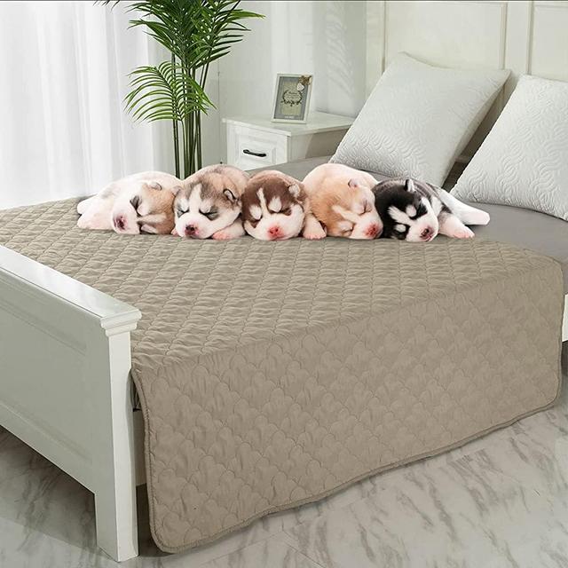 Pet Blankets for Couch Protection Waterproof Dog Bed Covers Dog Blanket Furniture Protector (Beige+Sand, 52"x82")