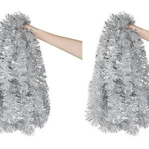 Decora 33 Feet Silver Tinsel Garland, Christmas Metallic Hanging Tinsel Garland for Xmas Tree Home and Party Decoration (Pack of 2)