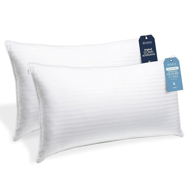 Beckham Hotel Collection King Down Alternative (Set of 2) & Shredded Memory Foam (Set of 2) Pillows