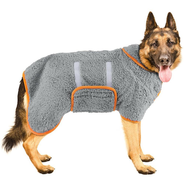 Bienbee Dog Bathrobe, Quick Drying Dog Robe Super Absorbant Dog Towels for Drying Dogs, Warm Keeping Dog Robes for After Bath Dogs Bath Supplies Gray XXL