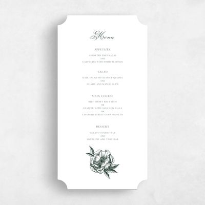 Green Ticket Wedding Menu - Iniguez