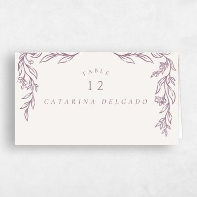 Light Oatmeal, Purple Wedding Place Card - Fiora