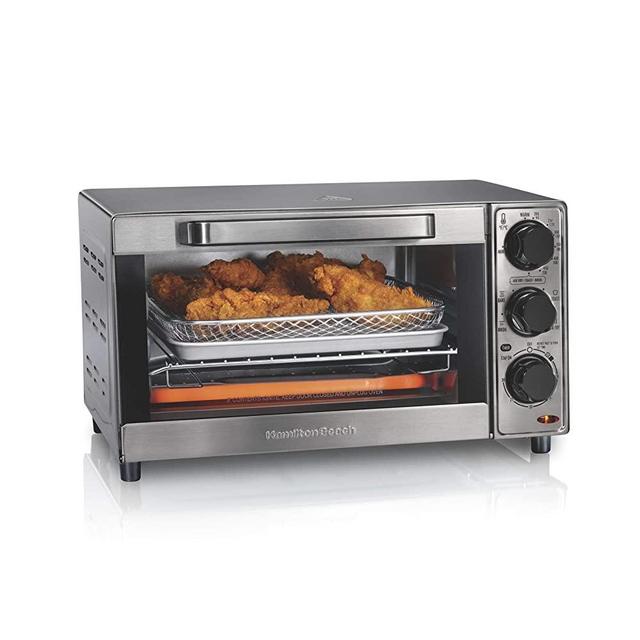 Hamilton Beach Sure-Crisp Air Fryer Countertop Toaster Oven, Fits 9” Pizza, 4 Slice Capacity, Powerful Circulation, Auto Shutoff, Stainless Steel (31403)