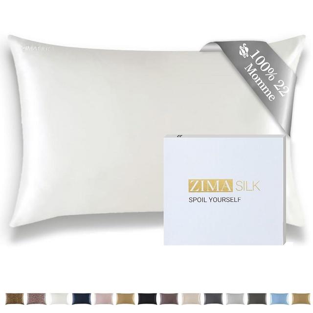 ZIMASILK 100% Pure 22 Momme Mulberry Silk Pillowcase for Hair and Skin - Upgraded Real Grade 6A Silk - Durable, Soft & Anti-Aging (Standard 20''x26''Ivory)