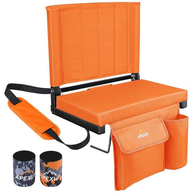 APEXUP Stadium Seats with Back Support, Portable Bleacher Seat with Large Pocket and Cup Holder, Wide Stadium Chair for Sports Events and Concerts