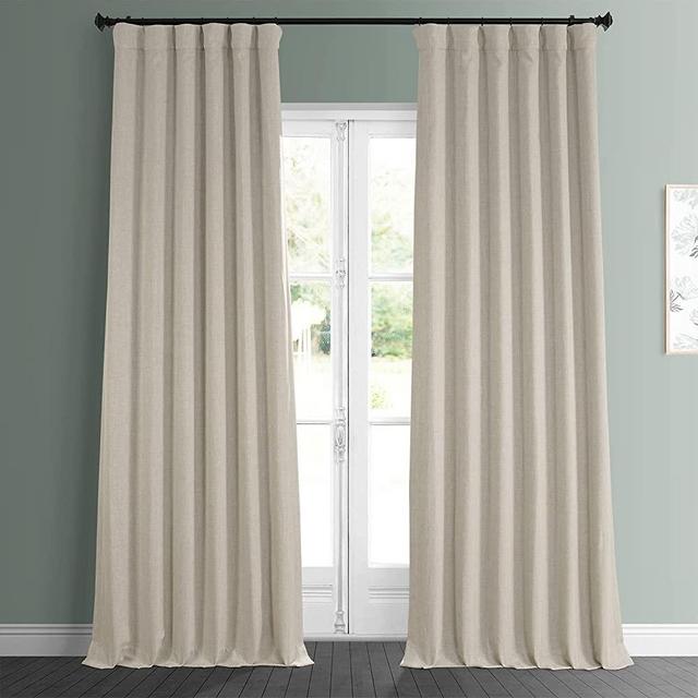 HPD Half Price Drapes BOCH-LN185-P Faux Linen Room Darkening Curtain (1 Panel) 50 X 108, BOCH-LN18542-108, Thatched Tan