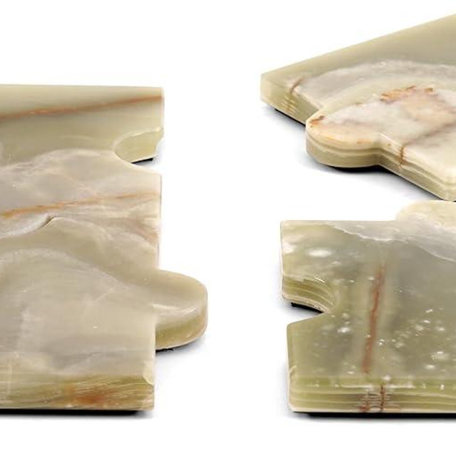 Marble Coasters Set of 4 Green Onyx Coasters for Drinks, Kitchen Decor, Modern Coaster 4 inch for Living Room, Table Accessories for Dining Room, Housewarming Gifts