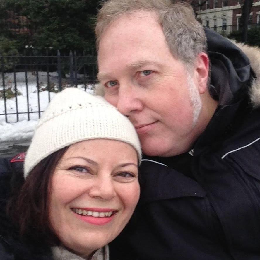 Our first photo together, about a month after we met, on the Brooklyn Bridge Promenade.