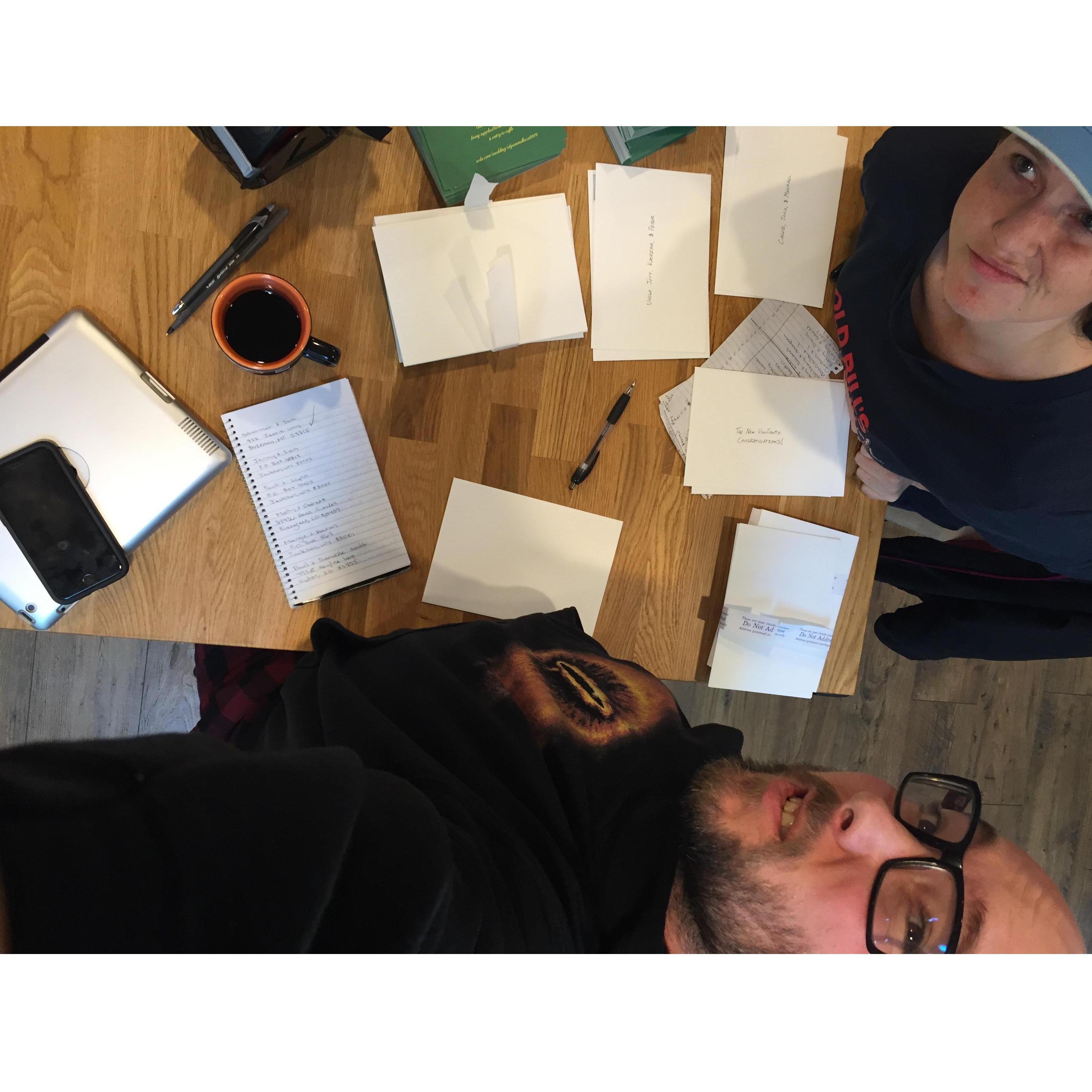 Working on wedding invitations