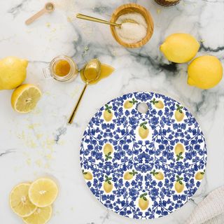 Britt Mills Design Chinoiserie Lemons Round Cutting Board