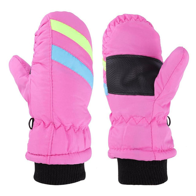 Utaly Girls' Pink Winter Ski Mittens - Waterproof & Warm Outdoor Gloves for Ages 2-5 Years