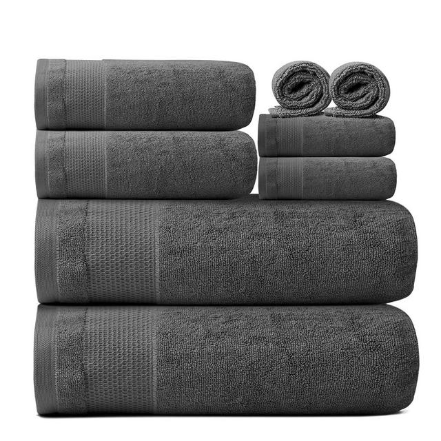 Ariv - 2 Ply Ultra Luxury 8-Piece Towel Set - 100% Combed Cotton Large Towels for Extra Softness, Absorbency & Quick Drying - Perfect for Home, Hotel, Gym and Spa - Grey