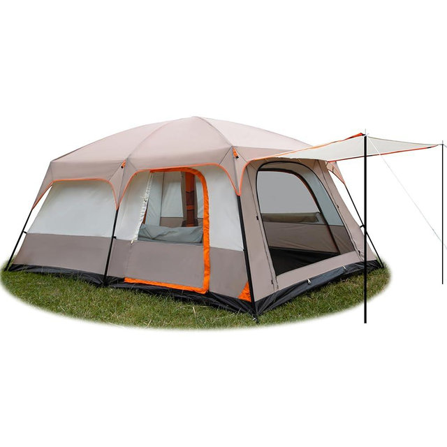 KTT Extra Large Tent 10-12 Person(A),Family Cabin Tents,2 Rooms,3 Doors and 3 Windows with Mesh,Straight Wall,Waterproof,Double Layer,Big Tent for Outdoor,Picnic,Camping,Family Gathering