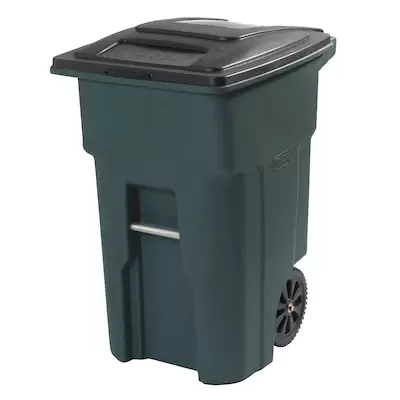 Toter Trash Can 32-Gallon Greenstone Plastic Wheeled Trash Can with Lid