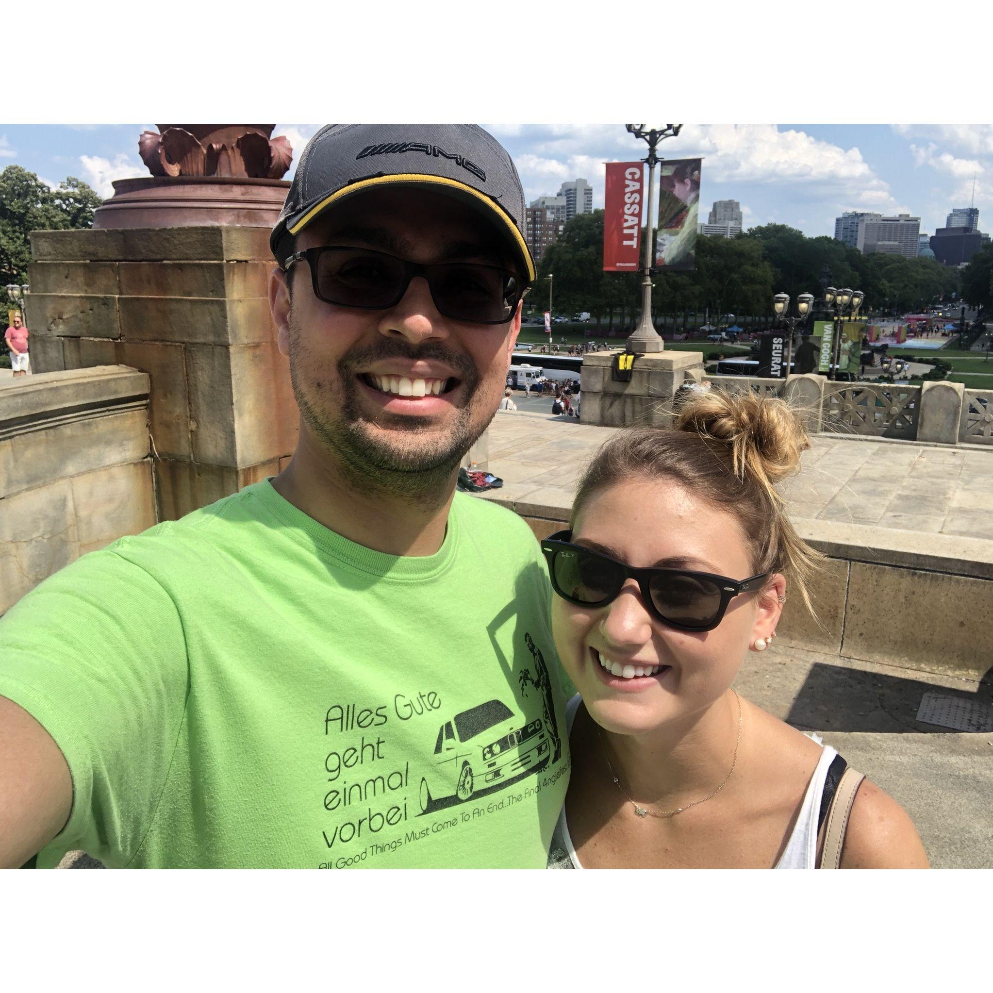 Our first photo and Sam's first time exploring Philly in 2019.