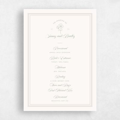 Light Greige, Beige Wedding Program - Fable
