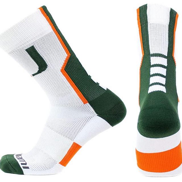 NCAA Miami Hurricanes Sport Socks, White, One Size